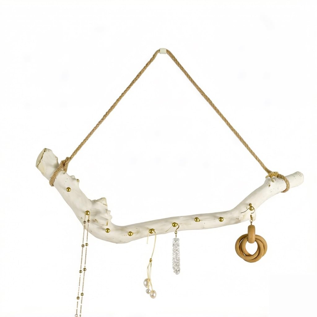 CJHFR472SG Jewelry Organizer Stands Wooden Handmade Jewelry Display Stand Earring Necklace Organizer Rack Hanging & Tabletop Jewelry Display Stand(White,Large)