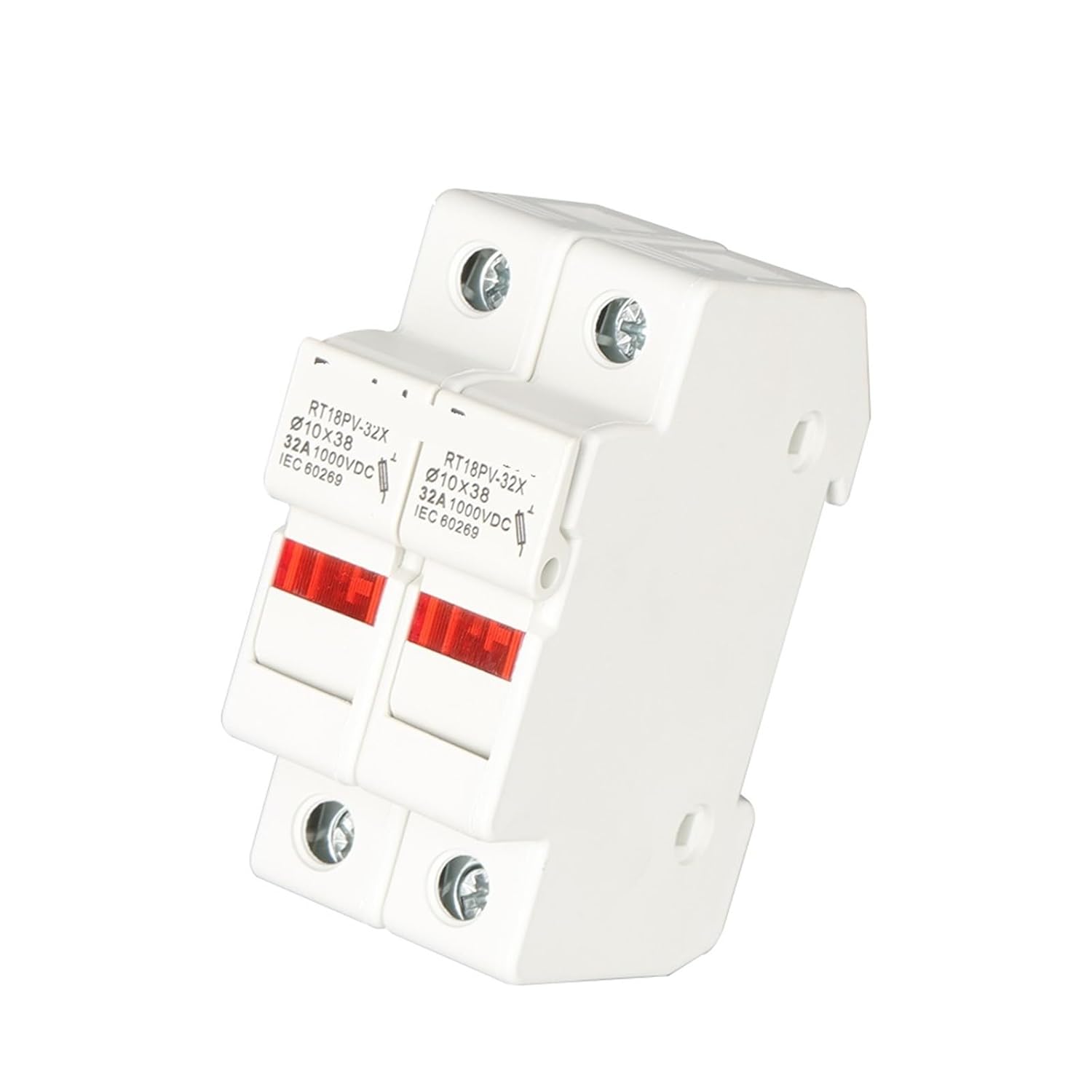 MObyat 2P Parallel DC Fuse Holders Solar PV 10x38mm DC 1000V Fuse Base Solar Photovoltaic Protection Short Circuit Protector 1Pcs(Color:2P Without LED)