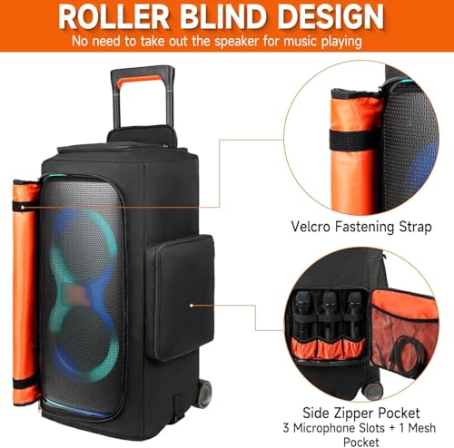 LEFOR·Z Tragetasche kompatibel mit JBL Partybox Stage 320 und Zubehör,Staubschutzhülle für Tragbare Lautsprecher,Aufbewahrungstasche hülle passend für JBL PartyBox 310,Schwarz Orange(nur Abdeckung)