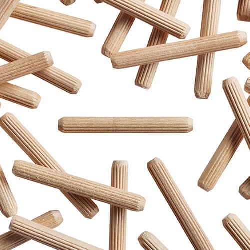 WidgetCo 1/4" x 2" Wood Dowel Pins, Multi-Groove (Qty 100)