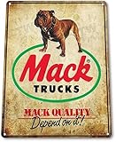 Mack Semi Truck Retro Händlerlogo Reparatur Werkstatt Garage Wanddekoration Metall Blechschild 20,3 x 30,5 cm