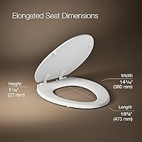 Vista 3 de KOHLER 4647-HW1 - Asiento de inodoro alargado de madera de piedra, asiento de inodoro alargado para inodoros estándar, tapa de inodoro, color blanco