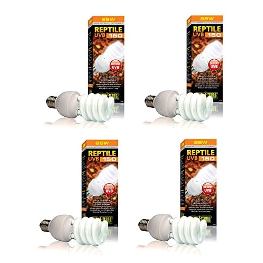 (4 Pack) Exo Terra Repti-Glo 10.0 Compact Fluorescent Desert Terrarium Lamp, 26 Watt