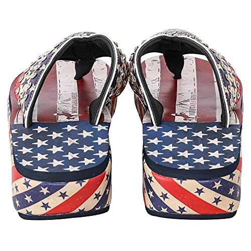Montana West American Flip Flops Comfort Thong Style Sandals For Women Embroidered Comfortable Western Wedge Sandals Bling Cw-Us07-S089Rd-8 #TOP6