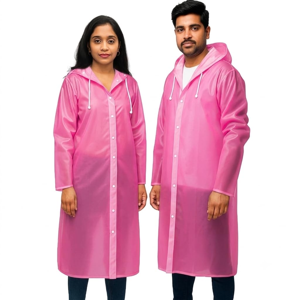 EVA Reusable Raincoat for Men & Women | Waterproof Hooded Long Raincoat with Button Closure | Outdoor Travel, Camping & Hiking Rain Wear-image-44