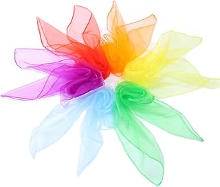 Tuko 6 PCS Sensory Scarves, Rainbow Colour Baby Sensory Toys Children Dance Juggling Scarves Silk-Like Fabric Square Scarf...