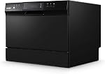 COMFEE’ Countertop Dishwasher, Energy Star Portable Dishwasher, 6 Place Settings, Mini Dishwasher with 8 Washing Programs, Speed, Baby-Care, ECO& Glass, Black, 19.7 x 21.65 x 17.24 Inches, 46 Pounds