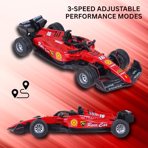 Image of Formula RC Racing Car for Kids Age 6+ Years 1:64 Scale Mini Rechargeable Remote Control Sports Car with APP Control, LED Lights, 3 Speed Modes & Type-C Charging | Formula Racer Toy Car