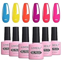 AIMEILI Soak Off UV LED Gel Nail Polish Neon Multicolour/Mix Colour/Combo Colour Set Of 6pcs X 10ml - Kit Set 11