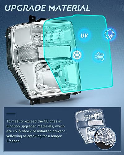 Image of Nilight Headlight Assembly Compatible with 2008 2009 2010 Ford F250 F350 F450 Super Duty Headlamps Replacement Chrome Housing Clear Reflector clear Lens Driver and Passenger Side