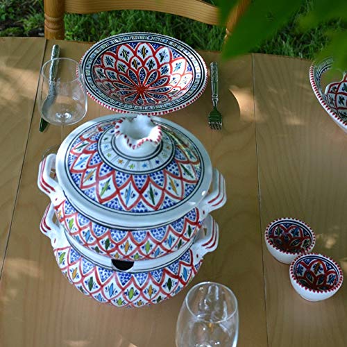 Service couscoussier assiettes Tebsis Bakir rouge - 8 pers