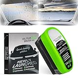 Car Glass Cleaner with Oil Film Removal Brush, 150ML Windshield Cleaning Tool, Automotive Window & Windscreen Cleaner, Powerful Oil Film Remover for Clear Visibility, Auto & Home Use (B)