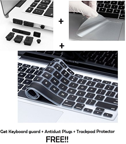 Image of MacBook Pro 15 inch 15.4 inch With Retina Display Cover Case Shell (get 3 SAViOUR Accessories FREE) Soft Touch Rubberized coating Matte (Hard Shell) Skin Cover Case For Apple MacBook Pro 15 inch inch 15.4 inch with Retina Display A1398 Hard Shell Rubberized Case Cover (Black)