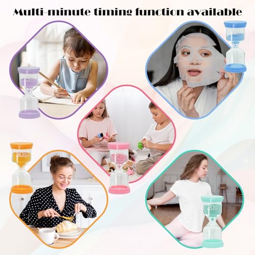 Jomdjmskes 6 Stück Sanduhren Set Für Kinder, 1/5/10/15/20/30 Minuten Sand Timer, Anti Fall Bunter Sanduhr, Zähneputzen, Zahnputzuhr, Zeitmanagement, Kreative Geschenke für Leben der Kinder, Lernen