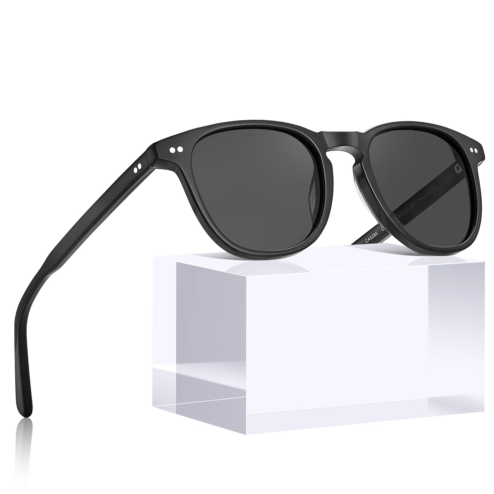 CARFIA Kleine Polarisierte Damen Sonnenbrille mit Brillenetui Vintage Acetatrahmen für Schmale Gesicht Jugendliche