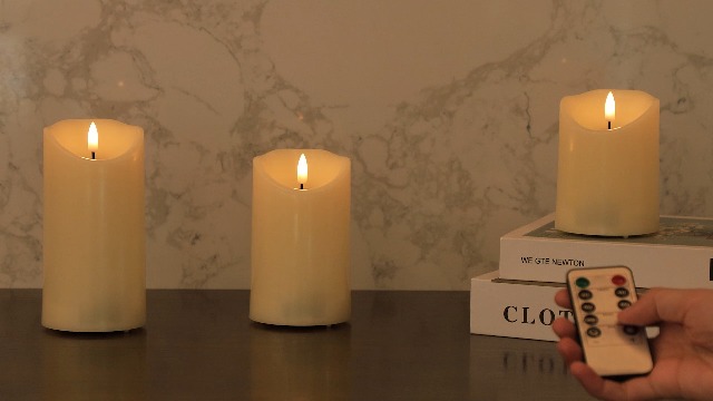 Image of Flameless Candles with Remote 3D Wick LED Pillar Candles for Home Decor | 3D Realistic Flame Effect Remote Control & Timer, Battery Operated Safe Ambient Lighting for Weddings, Parties & Home
