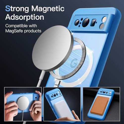 Image of JETech Magnetic Cover Case for Google Pixel 8 Pro 6.7-Inch 2023, Compatible with MagSafe, Translucent Matte Back Shockproof Phone Cover (Bay)