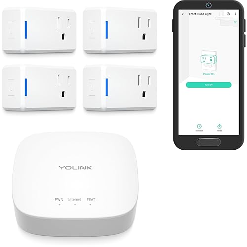 YoLink - Enchufes inteligentes, enchufe inteligente de 14 milla de alcance más largo del mundo compatible con Alexa, IFTTT 10A Smart Home Plug Mini