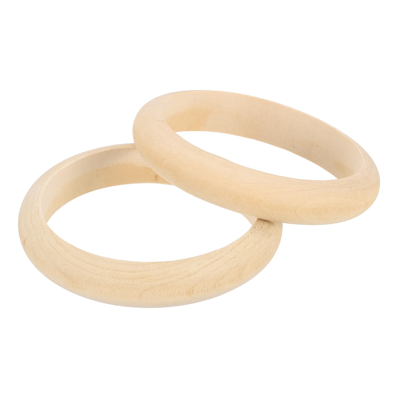 sourcing map 2 Pcs Wood Bangle Bracelets, 81mm OD 67mm ID Unfinished Smooth Round Wooden Rings Natural Wood Color Circle Bangle DIY Macrame Rings for Jewelry Making Home Decor Art Craft
