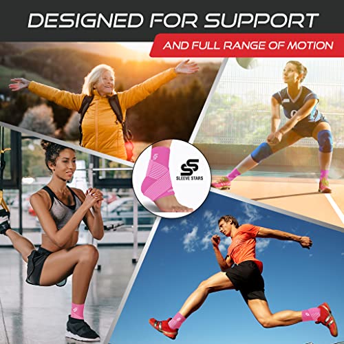 Sleeve Stars Ankle Brace For Plantar Fasciitis Relief, Ankle Wrap & Ankle Support For Women & Men W/ Ankle Strap For Sprained Ankle & Heel Protectors Sleeve, Heel Brace For Heel Pain (Single/Hot Pink) #TOP2