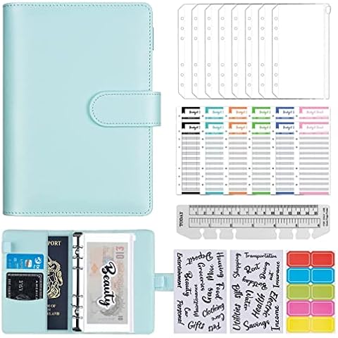 ChangWanna A6 Money Budget Ring Binder - Money Saving Wallet Organiser Binder with Pockets, Cash Stuffing Budget Wallet Planner Binder with Cash Envelope, Money Folder Wallet Organiser for Cash Saving Cover