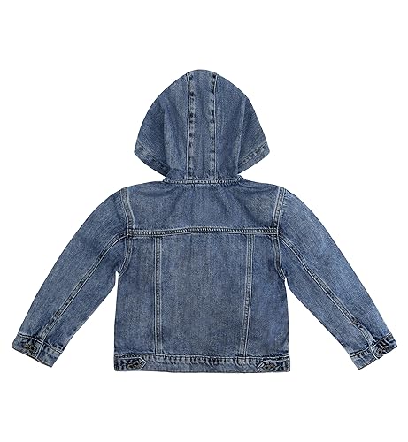 KIDSCOOL SPACE Boys Denim Jacket,Little Big Kids Simple Design Hooded Jean Coat2