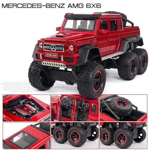 Image of 1:22 Scale Big Size Benz G63 AMG 6X6 V12 Off Road Metal Diecast Car for Kids with Openable Doors, Sound, Light Effects