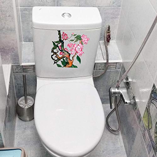 SHMAZ Bathroom Toilet Sticker 22 * 22.8CM Ink Peach Branch Classic Bathroom Decor Toilet Seat Decal Home Wall Stickers