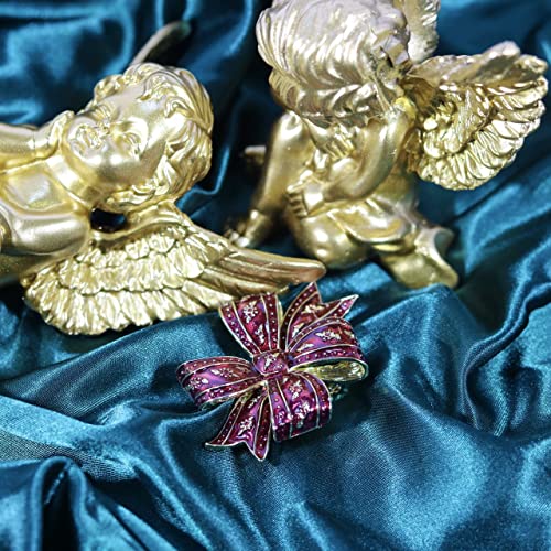 Rofarso Red Victorian Style Bow Brooch Pin For Women Fashion Enamel Accessory With Rhinestone Crystal For Wedding Party Gift … #TOP3