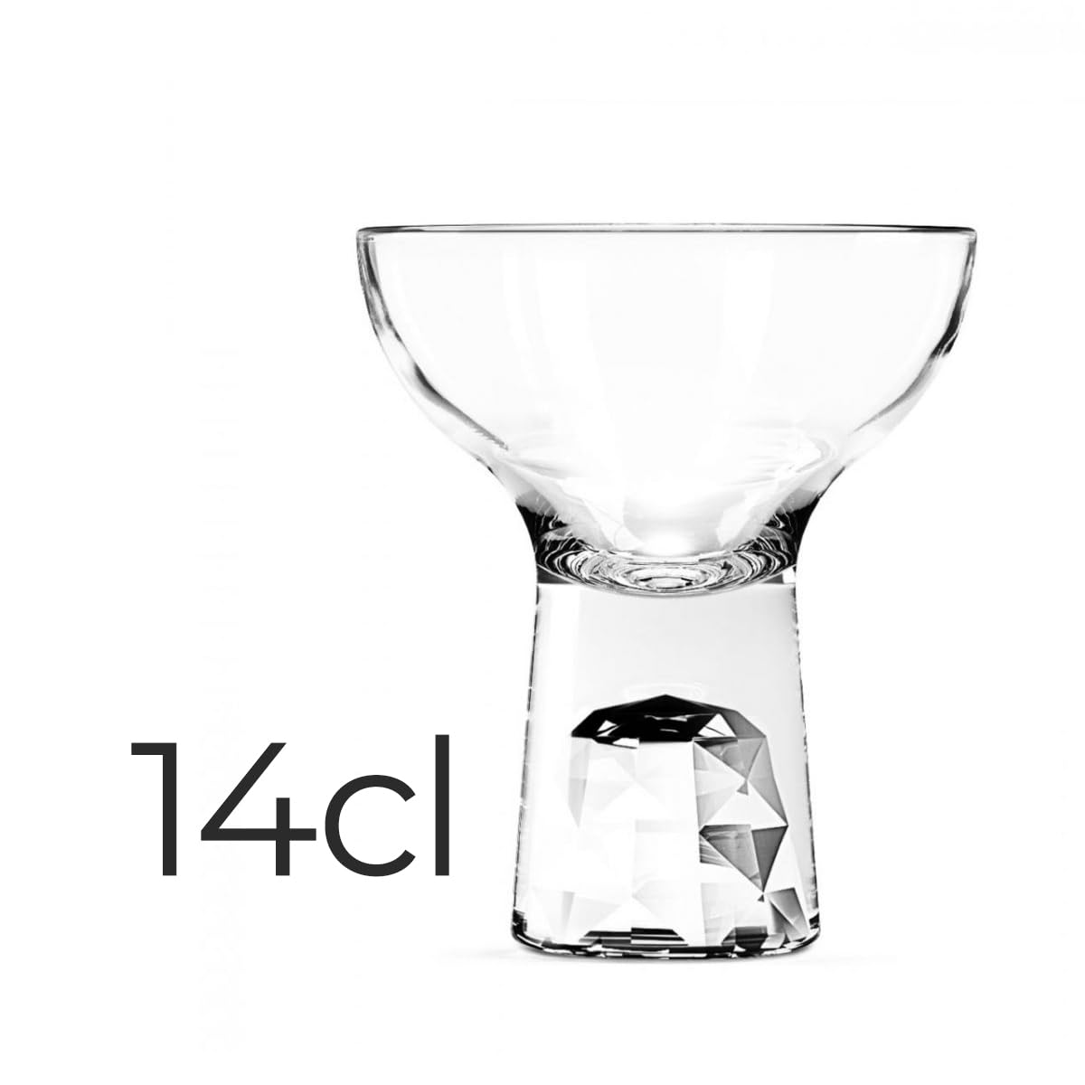 PEGANE Lot de 6 à cocktails apéritifs verrines ou desserts,Verre Transparent avec pied facetté 14cl - Dimension : 8.5x10cm