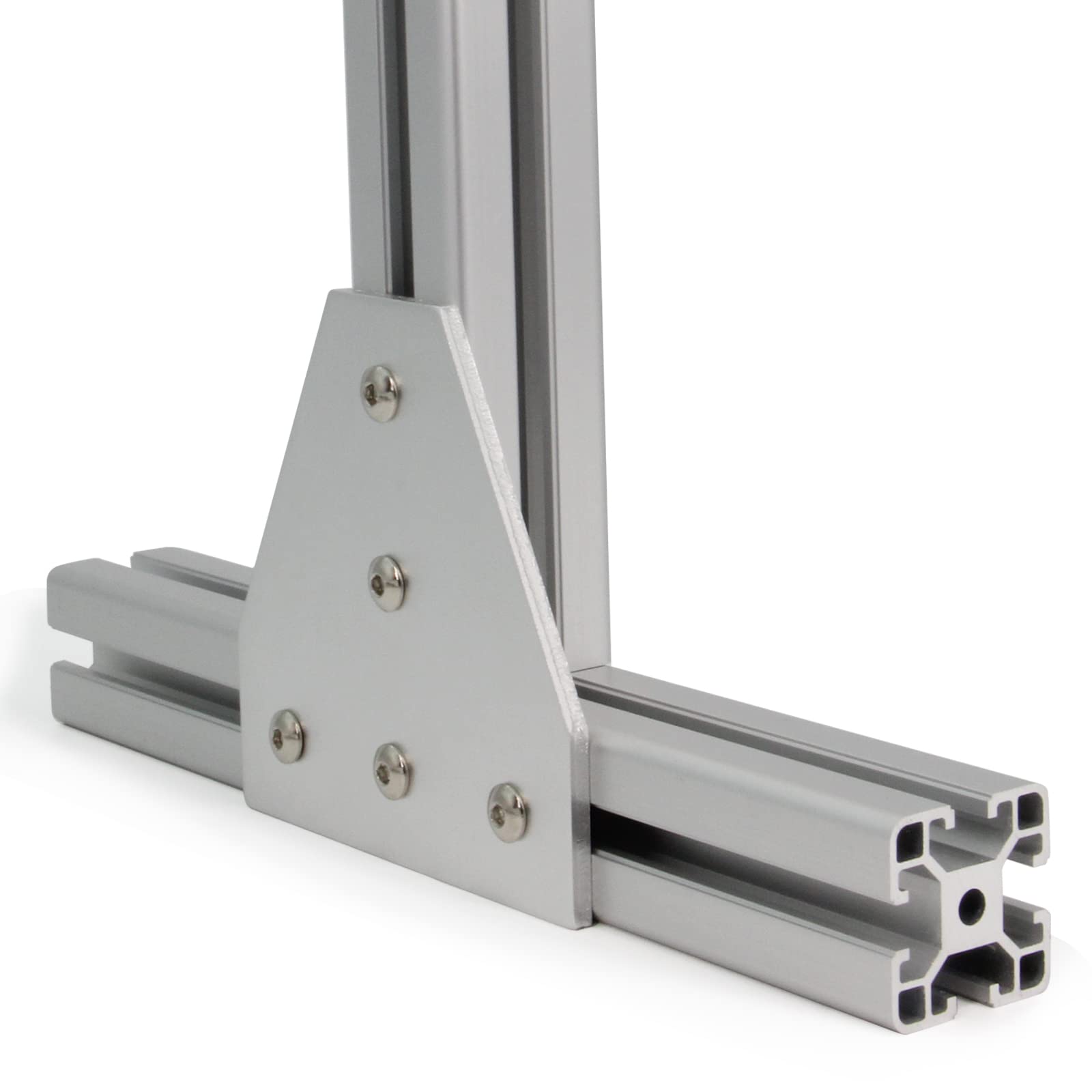 4040 płyta wspornika narożnego w kształcie litery T, 5 otworów, 90 stopni zewnętrzna płyta łącząca ze śrubami M6 x 16 mm i nakrętkami T do aluminiowego profilu wytłaczanego serii 40 x 40 mm, 8 szt./opakowanie (srebrny-4040 T kształt)