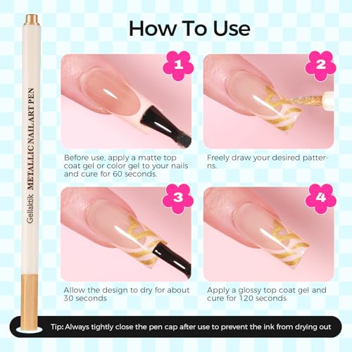 Image of 12 Colors Metallic Nail Art Pens 0.5mm, Waterproof Quick Dry for Nail DIY | Acrylic Nail Markers for Liner, Dotting & Painting. Home & Salon DIY,Beginners Friendly,Christmas and Halloween Nail Art