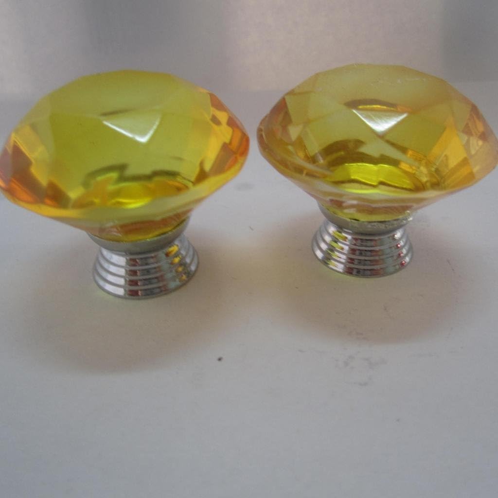 Tangpan 40mm Diamond Crystal Glass Door Knobs Cabinet Drawer Bin Dresser Pull Handle Color Amber Pack of 8