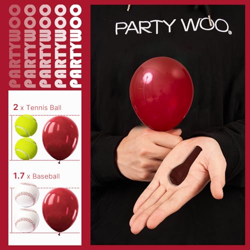 Image of PartyWoo Burgundy Balloons 50pcs 5 Inch Small Dark Chestnut Red Maroon Balloons for Graduation Wedding Thanksgiving Birthday Bachelorette Citizenship Strawberry Theme Party Decorations Red-Y62