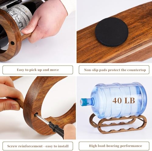 Wine Rack and Water Bottle Organizer 2 in 1 for Cabinet and Countertop (Acacia 2 Tier) - Image 5
