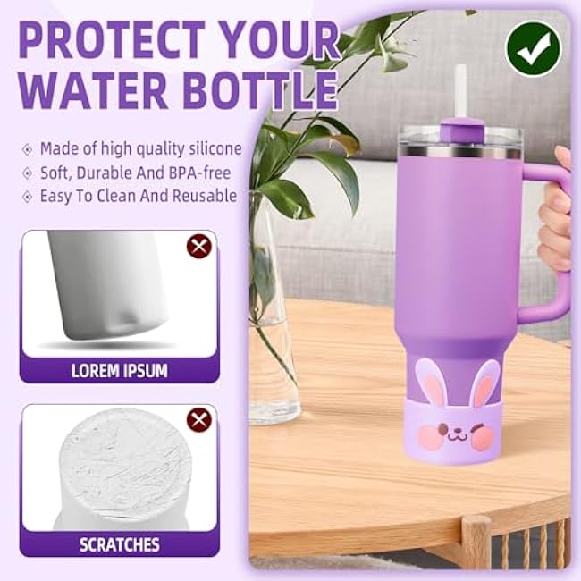 for Stanley Boot, Cute Cartoon Animal Silicone Boot for Stanley Cup 40 oz Quencher Adventure Tumbler, Water Bottle Boot for Stanley Iceflow 20 30 Oz, Stanley Cup Boots Accessories Protector Cove