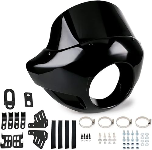 Miniatura 8 de PACEWALKER Kit de parabrisas deportivo para motocicleta de 17 pulgadas de alto, estilo club, opaco de 5.75 pulgadas para Super Glide T-Sport FXDXT,