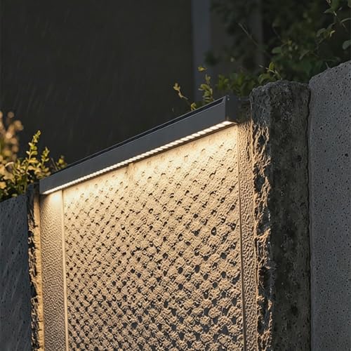 Éclairage mural solaire LED extérieur pour clôture et terrasse en design noir