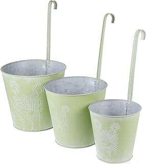 Hemoton 3 peças de plantadores de ferro para pendurar, vasos de flores, varanda, jardim, cerca de trilhos, suporte de metal para suculentas para decoração de pátio, ambientes internos e externos, 36 x 19 cm