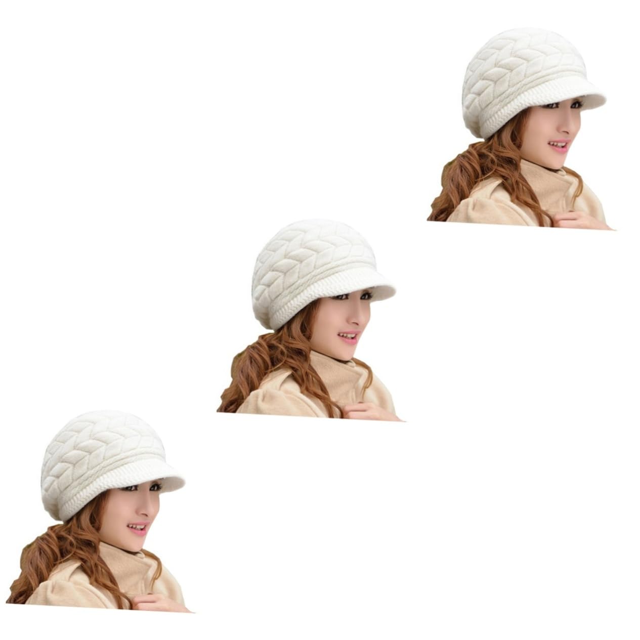 SHERCHPRY 2pcs Oreja Sombrero de punto cálido Sombrero de las mujeres Gorra de lana caliente Gorra de las mujeres Boinas Gorro Térmico Gorro de Nieve