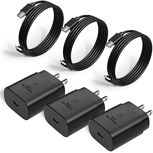 USB C Charger, Fast Charging Block, Type-C Power Adapter. The Mobile Phone Charger is Suitable for Samsung Galaxy S25/S24 S23 S22 S21 Ultra/S20/S20 Ultra/Note 20 Ultra,Android【3-Pack】
