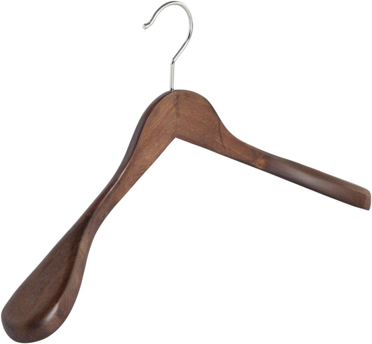 THE CLOTHES HANGER GIANT 4 x Jacket/suite hanger walnut lacquered, hooked style with wide shoulders (60 mm), 45 cm