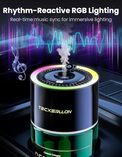 Image of TECXERLLON Smart Car Air Freshener Diffuser with Star Light, 120ml -Cologne