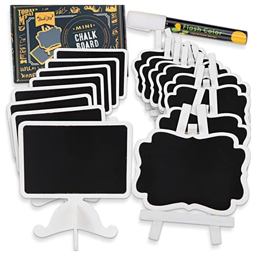 16 Pack Mini Chalkboard Sign for Food, Buffet, Wedding, Brunch, and Party, Catering Supplies Display, Table Number, and Place Card, Wooden White Framed Easel and Board with Erasable Marker