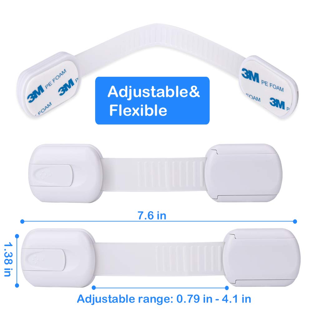 Socub Paquete de 12 cerraduras de seguridad para niños, cierre multiusos con almohadillas adhesivas fuertes, para armarios, cajones, horno, asiento de inodoro, nevera