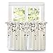 DriftAway Isabella Faux Silk Embroidered Kitchen Tiers Embroidered Crafted Flower 2 Tiers 30 Inch by 36 Inch Plus 1.5 Inch Header Ivory Purple