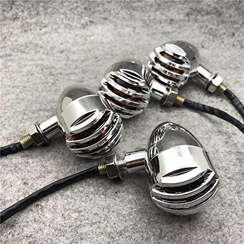 NO LOGO XJB-MOZX, 2Pairs Chrome Motorcycle Indicator Yellow Light ABS Universal Motorbike Turn Signal Lamp For Kawasaki Choppers Suzuki Honda