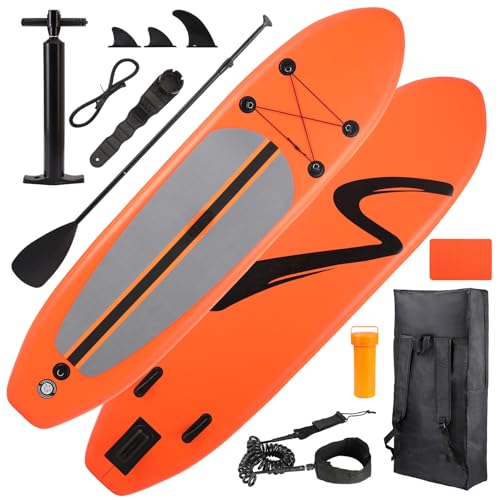 TLSUNNY Inflatable Stand Up Paddle Board, 3 Fins Paddleboard with Full SUP Accessories for All Skill Levels, Portable Two-Way Hand Pump and Carry Bag, for Yoga Touring Fishing