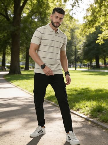 Image of fanideaz Branded Mens Half Sleeve Cotton Striped Polo T-Shirt for Mens || Polo Tshirt for Men || Branded Tshirt for Men