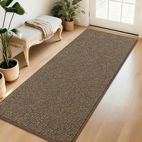 Image of BEQHAUSE Dirt Trapper Door Mat 32 inch x 72 inch, Non-Slip Washable Doormats Entrance Mat, Dirt Resistant and Absorbent Welcome Mat, Low Profile Floor Mats for Front Back Door and Entryway, Brown